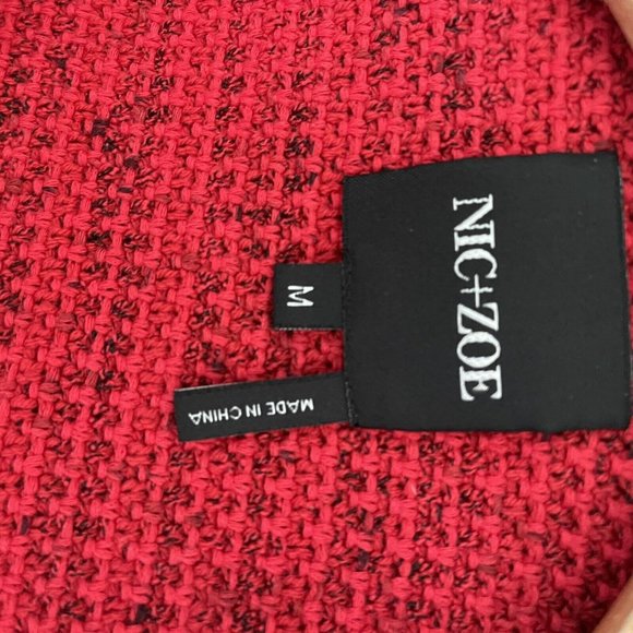 Nic + Zoe Open Cardigan Sweater Jacket Woman’s size medium red Zip Pockets - Picture 6 of 7